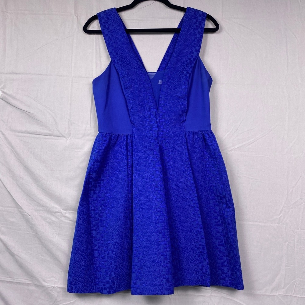 Rebecca Taylor Halter Cloque Dress Women 8 Cobalt Blue Silk NWT Cocktail $525